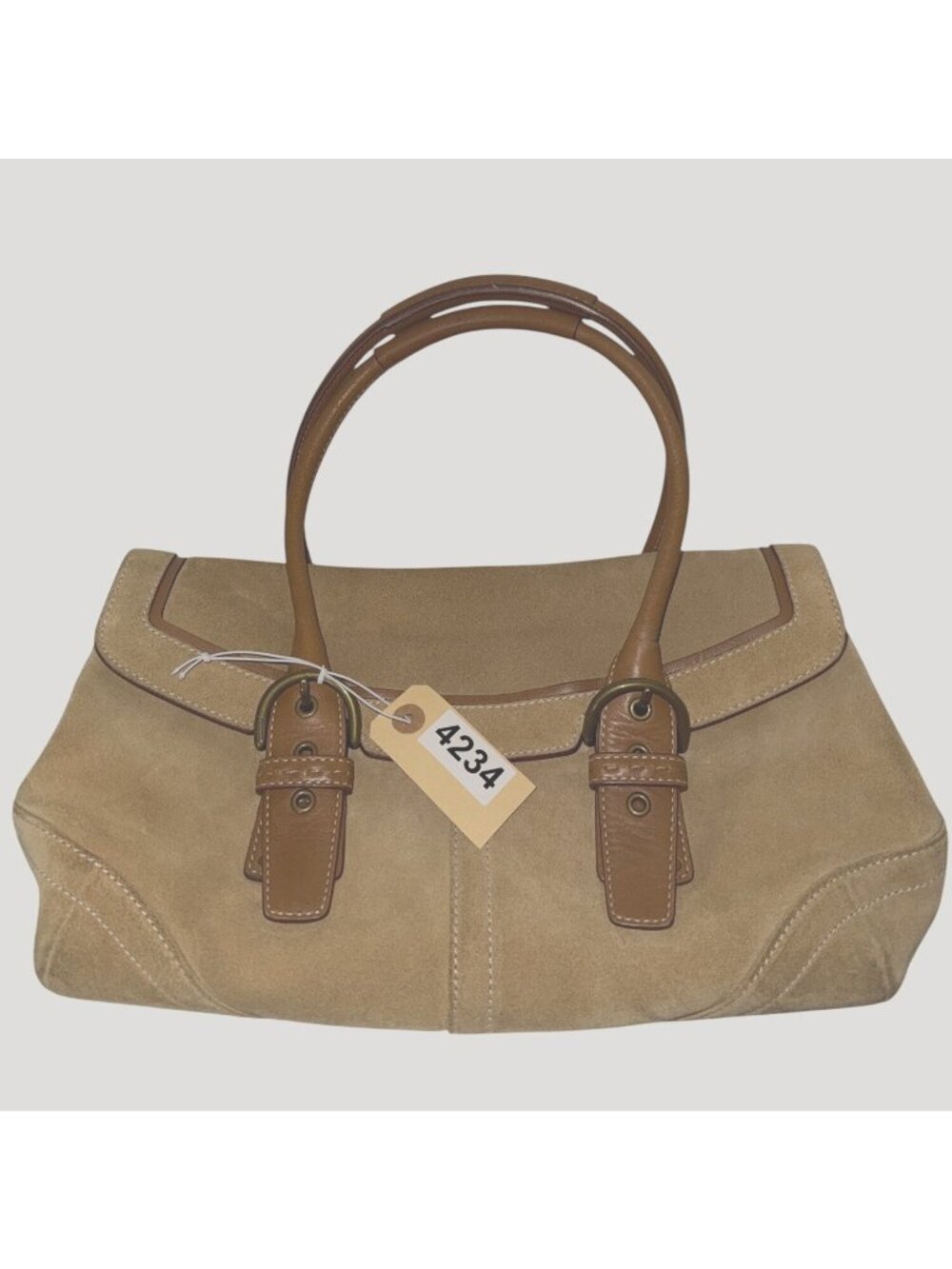 Vintage 2004 Coach Camel Soho Flap Satchel No.9674 Beautiful Suede Bag - Picture 9 of 9